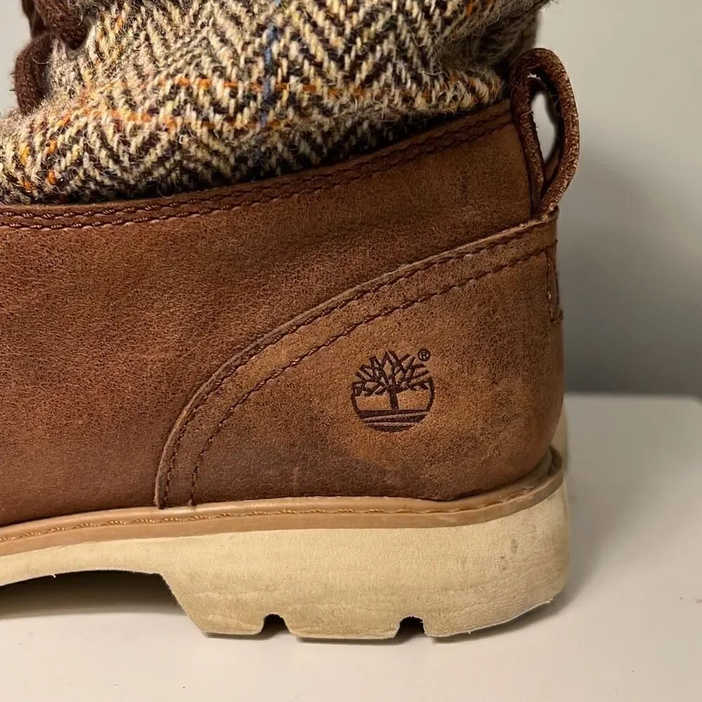 Timberland Women's Brown & Tan Tweed Leather Ankle Boots